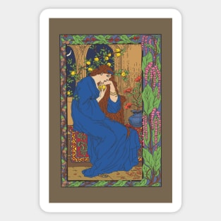 Pre- Raphaelite Girl 1 (Blue) Sticker